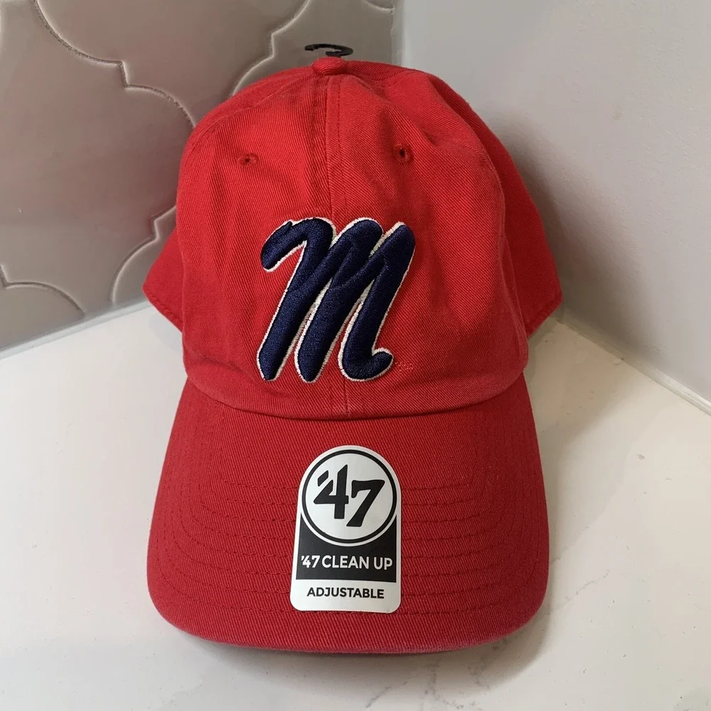 '47 Brand Ole Miss Rebels NCAA Adjustable Red Clean Up Hat Cap OSFM